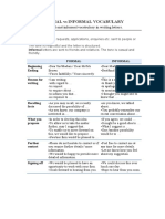 Formal and Informal Vocabulary in Writing Letters