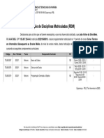 Relação de Disciplinas Matriculadas (RDM)