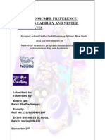 Study of Consumer Prefarence Towards Cadbury and Nestle Chocolate 1