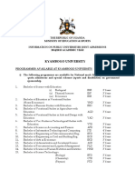 Programmes Offered at Kyambogo University and The Combined Weight of A Candida