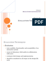 HCI-5 Evaluation Techniques