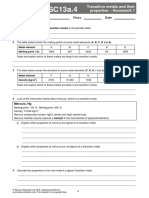 Transition Metal Properties Homework