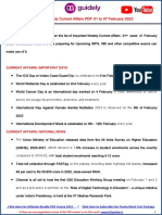 Important Weekly Current Affairs PDF 01 To 07 February 2023