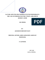 Factors Affecting Procurement Function Performance: The Case of Ethiopian Electric Utility, Arba Minch District, SNNPR