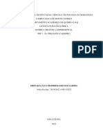 Relatório de Preparação e Propriedades Dos Sabões