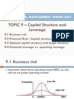 TOPIC 9 - Capital Structure and Leverage