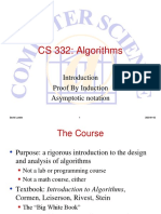 CS 332: Algorithms: Proof by Induction Asymptotic Notation