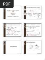 Lecture 2 - Mole Balances Batch, CSTR, PFR PDF