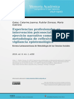 Experiencias Profesionales en Intervención Psicosocial: El Ejercicio Narrativo Como Metodología de Reflexividad y Vigilancia Epistemológica