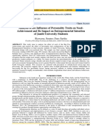 Analysis of The Influence of Personality Traits On NeedAchievement and Its Impact On Entrepreneurial Intention of Jambi University Students