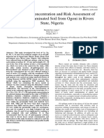 Heavy Metal Concentration and Risk Assesment of Oil Spill Contaminated Soil From Ogoni in Rivers State, Nigeria