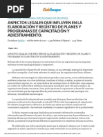 ASPECTOS LEGALES QUE INFLUYEN EN LA ELABORACIÓN Y REGISTRO DE PLANES Y PROGRAMAS DE CAPACITACIÓN Y ADIESTRAMIENTO. - Trabajos - Kalel619