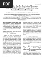 Eco-Friendly One Pot Synthesis of Coumarin Derivatives by Pechmann Condensation Using Tamarind Juice As A Biocatalyst