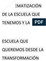 Problematización de La Escuela Que Tenemos y La Escuela Que Queremos Desde La Transformación Pedagógica Curricular e Institucional