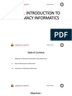 Unit 1. Introduction To Pharmacy Informatics