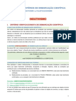 Métodos e Critérios de Demarcação Científica - Indutivismo Vs Falsificacionismo