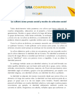 Lectura Comprensiva La Cultura Como Praxis Social y Medio de Cohesión Social