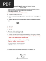 Cuestionario de Segundo Quimestre Matemática.......