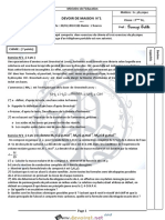 Devoir de Maison N°1 Lycée Pilote - Sciences Physiques - 3ème Math (2017-2018) MR Garmazi Sahbi