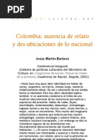 Colombia. Ausencia de Relato y Desubicaciones de Lo Popular