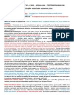 Texto 01 - 1º Trimestre - 1º Ano - Sociologia - Professora Marlene. Introdução Ao Estudo de Sociologia