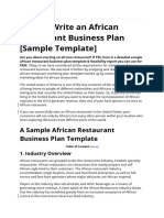 How To Write An African Restaurant Business Plan