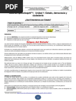 Guía de Aprendizajen°1: Unidad 1: Estado, Democracia Y Ciudadanía