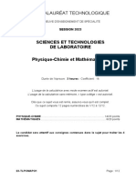 BAC 2023 Polynesie STL Physique-Chimie Et Mathématiques