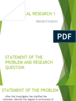 Practical Research Statement of The Problem and Research Questions