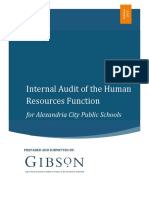 Internal Audit of The Human Resources Function: For Alexandria City Public Schools