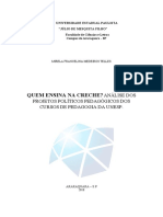 Quem Ensina Na Creche Análise Dos Projetos Políticos Pedagógicos Dos Cursos de Pedagogia Da Unesp 2018.