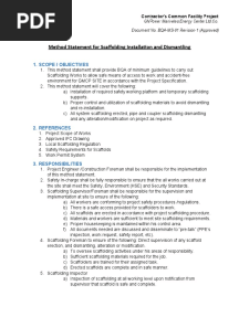 Method Statement For Scaffolding Installation and Dismantling