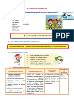 DIA 5 SESION DE APRENDIZAJE Sí A La Diversidad, No A La Discriminación.