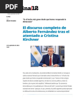 Atentado CFK Discurso Alberto Fernandez