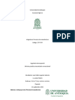 Informe Practica Procesos de Manufactura - Mecanizado Convencional