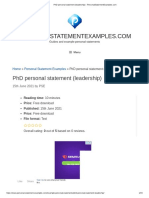 PHD Personal Statement (Leadership)