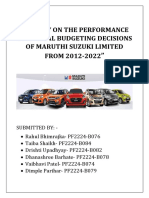 A Study On The Performance of Capital Budgeting Decisions of Maruthi Suzuki Limited From 2012