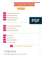 Grammaire: L'emploi Dans La Phrase: Sommaire