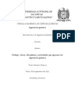 Áreas, Disciplinas y Actividades Que Apoyan A La Ingeniería Química