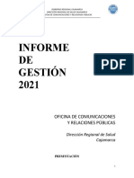 Informe de Gestion 2021 Comunicaciones Sin Evidencia