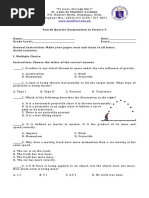 Science 9 Fourth Quarter Exam