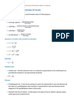 O Level Physics Laws and Formulae