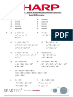 Worksheet 2 Memo Algebra Multiplying and Factorising Expressions Grade 10 Mathematics