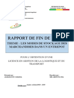 Rapport de Fin de Cycle: Theme: Les Modes de Stockage Des Marchandises Dans Un Entrepot