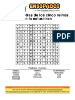 Sopa de Letras de Los Cinco Reinos de La Naturaleza