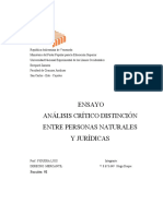 Analisis Critico Distincion Entre Persona Natural y Juridica