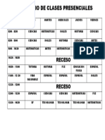 Horario de Clase Presencial 3°b PDF