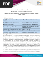 Syllabus Del Curso Introducciòn A La Licenciatura en Pedagogia Infantil