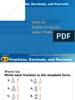 Fractions - Decimals - and Percents