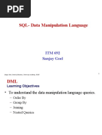 SQL-Data Manipulation Language: ITM 692 Sanjay Goel